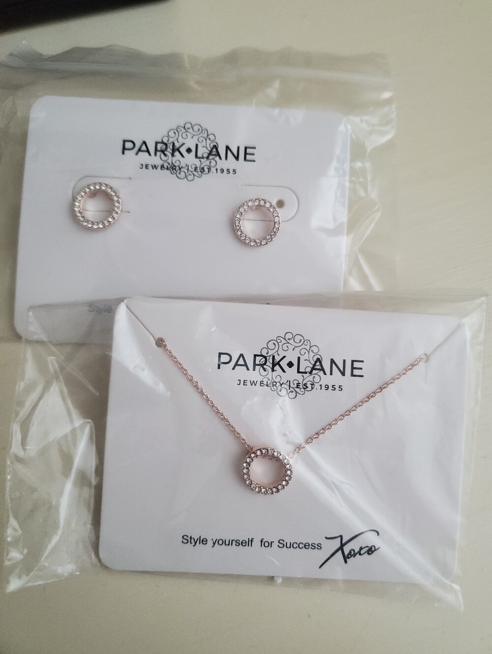Park Lane Rose Gold Crystal Circle Necklace with Matching Studs